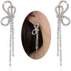 Rhinestone Earrings Dangling for Women Sparkly Silver Dangle Earrings Long Chandelier Earrings Tassel Lightweight Ear Studs Cubic Zirconia Crystal - Silver-Bow-knot Earrings