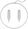 Rhinestone Earrings Dangling for Women Sparkly Silver Dangle Earrings Long Chandelier Earrings Tassel Lightweight Ear Studs Cubic Zirconia Crystal - Silver-Tennis Set