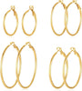 4 Pairs Silver Gold Hoop Earrings for Women 14K Gold Plated Hoop Earrings Set Earring Lightweight Dangle Earrings Set - main view