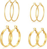 4 Pairs Silver Gold Hoop Earrings for Women 14K Gold Plated Hoop Earrings Set Ea