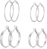 4 Pairs Silver Gold Hoop Earrings for Women 14K Gold Plated Hoop Earrings Set Ea