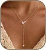 Gold Necklace for Women with Dainty Long Necklace 14k Gold Plated Lariat Long Necklaces for Women Simple Statement Drop Necklace Fashion Body Chain - 21-Gold