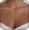 Gold Necklace for Women with Dainty Long Necklace 14k Gold Plated Lariat Long Necklaces for Women Simple Statement Drop Necklace Fashion Body Chain - 14-Gold