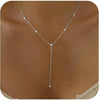 Gold Necklace for Women with Dainty Long Necklace 14k Gold Plated Lariat Long Necklaces for Women Simple Statement Drop Necklace Fashion Body Chain - 7-Silver