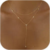 Gold Necklace for Women with Dainty Long Necklace 14k Gold Plated Lariat Long Necklaces for Women Simple Statement Drop Necklace Fashion Body Chain - 8-Gold