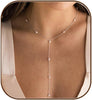 Gold Necklace for Women with Dainty Long Necklace 14k Gold Plated Lariat Long Necklaces for Women Simple Statement Drop Necklace Fashion Body Chain - 4-Gold