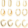6 Pairs 14K Gold Plated Hoop Earrings for Women Lightweight Chunky Hoop Earrings Multipack, Thick Open Twisted Huggie Hoops Earring Set Jewelry for - new gold hoops