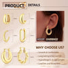 6 Pairs 14K Gold Plated Hoop Earrings for Women Lightweight Chunky Hoop Earrings Multipack, Thick Open Twisted Huggie Hoops Earring Set Jewelry for - view 4