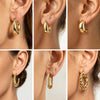 6 Pairs 14K Gold Plated Hoop Earrings for Women Lightweight Chunky Hoop Earrings Multipack, Thick Open Twisted Huggie Hoops Earring Set Jewelry for - view 5