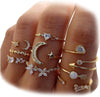 Gold Stackable Rings for Women, Moon Star Knuckle Midi Ring Set - main view