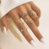 Gold Stackable Rings for Women, Moon Star Knuckle Midi Ring Set - view 3