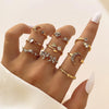 Gold Stackable Rings for Women, Moon Star Knuckle Midi Ring Set - view 4