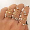 Gold Stackable Rings for Women, Moon Star Knuckle Midi Ring Set - view 5