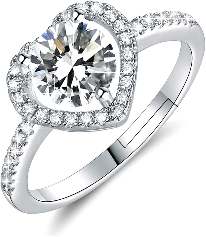 925Silver Moissanite Adjustable Engagement Ring, Promise Eternity Ring for Women, Wedding Rings, Friendship Promise Fashion Jewelry Gifts for Women - main view