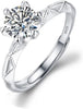 925Silver Moissanite Adjustable Engagement Ring, Promise Eternity Ring for Women, Wedding Rings, Friendship Promise Fashion Jewelry Gifts for Women - stripe