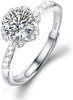 925Silver Moissanite Adjustable Engagement Ring, Promise Eternity Ring for Women, Wedding Rings, Friendship Promise Fashion Jewelry Gifts for Women - flower