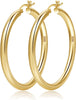 4mm Thick Gold Chunky Earrings Steling Silver Post Hoops Earrings For Women Hollow Tube Hoops Earrings Thick Gold Hoop Earrings Lightweight Gold Hoop - main view