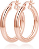 4mm Thick Gold Chunky Earrings Steling Silver Post Hoops Earrings For Women Hollow Tube Hoops Earrings Thick Gold Hoop Earrings Lightweight Gold Hoop - Rose gold,30mm
