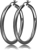 4mm Thick Gold Chunky Earrings Steling Silver Post Hoops Earrings For Women Hollow Tube Hoops Earrings Thick Gold Hoop Earrings Lightweight Gold Hoop - black,4*40mm