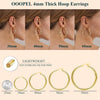 4mm Thick Gold Chunky Earrings Steling Silver Post Hoops Earrings For Women Hollow Tube Hoops Earrings Thick Gold Hoop Earrings Lightweight Gold Hoop - view 3