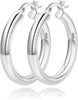 4mm Thick Gold Chunky Earrings Steling Silver Post Hoops Earrings For Women Hollow Tube Hoops Earrings Thick Gold Hoop Earrings Lightweight Gold Hoop - Silver,30mm