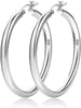 4mm Thick Gold Chunky Earrings Steling Silver Post Hoops Earrings For Women Hollow Tube Hoops Earrings Thick Gold Hoop Earrings Lightweight Gold Hoop - Silver,40mm
