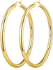 4mm Thick Gold Chunky Earrings Steling Silver Post Hoops Earrings For Women Hollow Tube Hoops Earrings Thick Gold Hoop Earrings Lightweight Gold Hoop - Gold,60mm