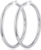 4mm Thick Gold Chunky Earrings Steling Silver Post Hoops Earrings For Women Hollow Tube Hoops Earrings Thick Gold Hoop Earrings Lightweight Gold Hoop - Silver,60mm