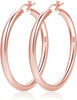 4mm Thick Gold Chunky Earrings Steling Silver Post Hoops Earrings For Women Hollow Tube Hoops Earrings Thick Gold Hoop Earrings Lightweight Gold Hoop - Rose gold,50mm