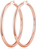 4mm Thick Gold Chunky Earrings Steling Silver Post Hoops Earrings For Women Hollow Tube Hoops Earrings Thick Gold Hoop Earrings Lightweight Gold Hoop - Rose gold,60mm