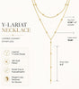 Lariat Gold Necklace for Women with Dainty Long Necklace 14k Gold Plated Silver Y Shaped Pendant Necklace Layered Cz Beaded Chain Drop Necklaces - view 5