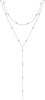 Lariat Gold Necklace for Women with Dainty Long Necklace 14k Gold Plated Silver Y Shaped Pendant Necklace Layered Cz Beaded Chain Drop Necklaces - Y Layered Bead Necklace-SL
