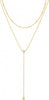 Lariat Gold Necklace for Women with Dainty Long Necklace 14k Gold Plated Silver Y Shaped Pendant Necklace Layered Cz Beaded Chain Drop Necklaces - Y Layered CZ Necklace-GD