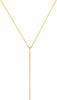 Lariat Gold Necklace for Women with Dainty Long Necklace 14k Gold Plated Silver Y Shaped Pendant Necklace Layered Cz Beaded Chain Drop Necklaces - Y Necklace-GD