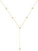 Lariat Gold Necklace for Women with Dainty Long Necklace 14k Gold Plated Silver Y Shaped Pendant Necklace Layered Cz Beaded Chain Drop Necklaces - Y five diamond-GD