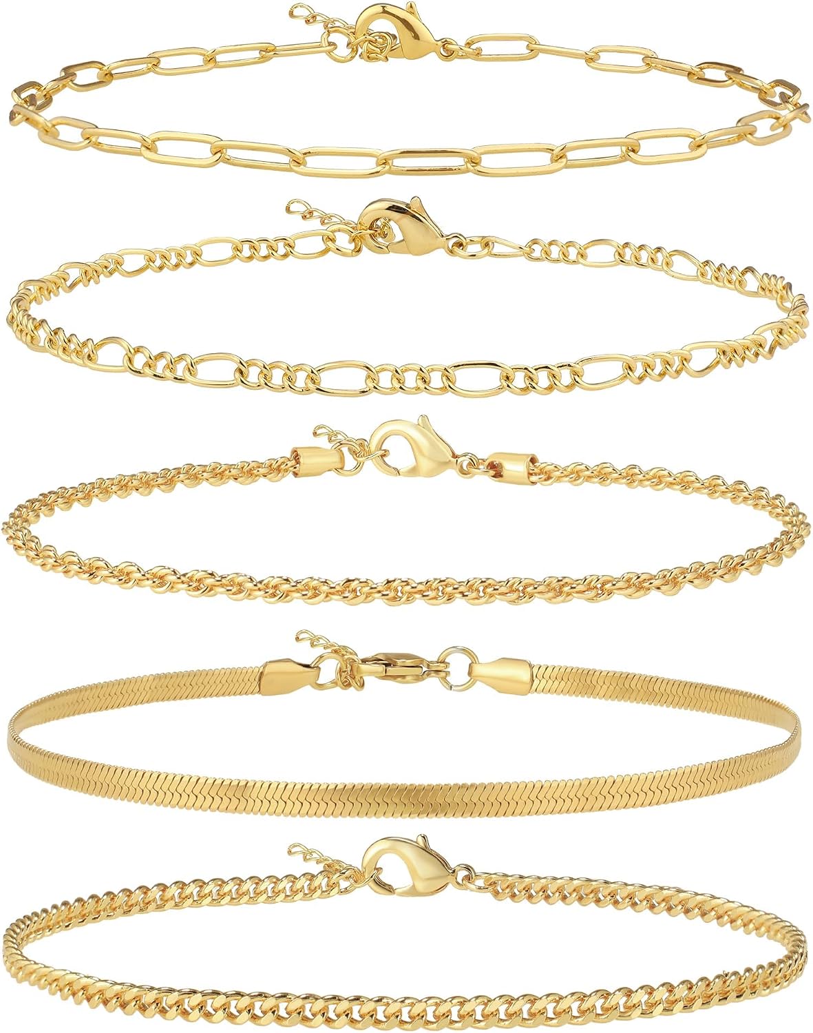 Gold/Silver Plated Anklet Bracelets for Women Plus Size Cuban Link Chain Ankle Bracelet for Large Ankle 9-12inch - main view