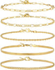 Gold/Silver Plated Anklet Bracelets for Women Plus Size Cuban Link Chain Ankle Bracelet for Large Ankle 9-12inch - main view