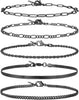 Gold/Silver Plated Anklet Bracelets for Women Plus Size Cuban Link Chain Ankle Bracelet for Large Ankle 9-12inch - Black 9.0 Inches 5