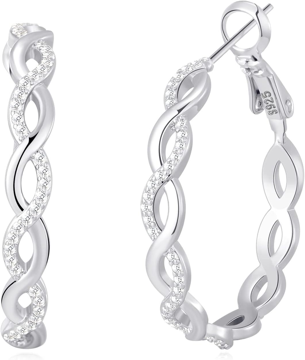 S925 Sterling Silver Post Twisted Hoop Earrings - main view