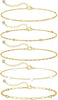 Dainty Simple Gold Bracelets for Women with Stackable Satellite Paperclip Lip 14K Gold Plated Bracelet Set Tiny Lip Dot Chain Box Link for Minimalist - Gold-01