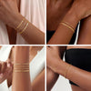 Dainty Simple Gold Bracelets for Women with Stackable Satellite Paperclip Lip 14K Gold Plated Bracelet Set Tiny Lip Dot Chain Box Link for Minimalist - view 3