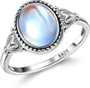 Sterling Silver Moonstone Mood Ring - Vintage Handmade Victorian Oval Solitaire - 18K White Gold Plated Color Change Ring for Women - main view