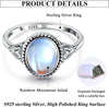 Sterling Silver Moonstone Mood Ring - Vintage Handmade Victorian Oval Solitaire - 18K White Gold Plated Color Change Ring for Women - view 3