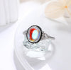 Sterling Silver Moonstone Mood Ring - Vintage Handmade Victorian Oval Solitaire - 18K White Gold Plated Color Change Ring for Women - view 6