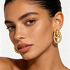 Gold Chunky Earrings for Women Geometric Knot Link Drop Dangle Earrings 14K Gold Plated Statement Earrings Trendy Gold Jewelry - view 2