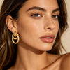 Gold Chunky Earrings for Women Geometric Knot Link Drop Dangle Earrings 14K Gold Plated Statement Earrings Trendy Gold Jewelry - view 3