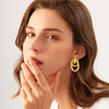 Gold Chunky Earrings for Women Geometric Knot Link Drop Dangle Earrings 14K Gold Plated Statement Earrings Trendy Gold Jewelry - view 4