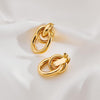 Gold Chunky Earrings for Women Geometric Knot Link Drop Dangle Earrings 14K Gold Plated Statement Earrings Trendy Gold Jewelry - view 5