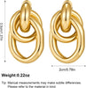 Gold Chunky Earrings for Women Geometric Knot Link Drop Dangle Earrings 14K Gold Plated Statement Earrings Trendy Gold Jewelry - view 6