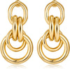 Gold Chunky Earrings for Women Geometric Knot Link Drop Dangle Earrings 14K Gold Plated Statement Earrings Trendy Gold Jewelry - Style 4